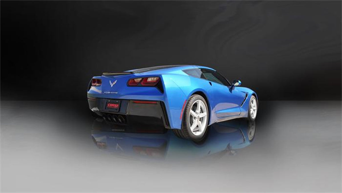Corsa 2015 Chevy Corvette Z06 3in Axle Back Exhaust, Black Quad 4.5in Tip (Xtreme) - 14766BLK