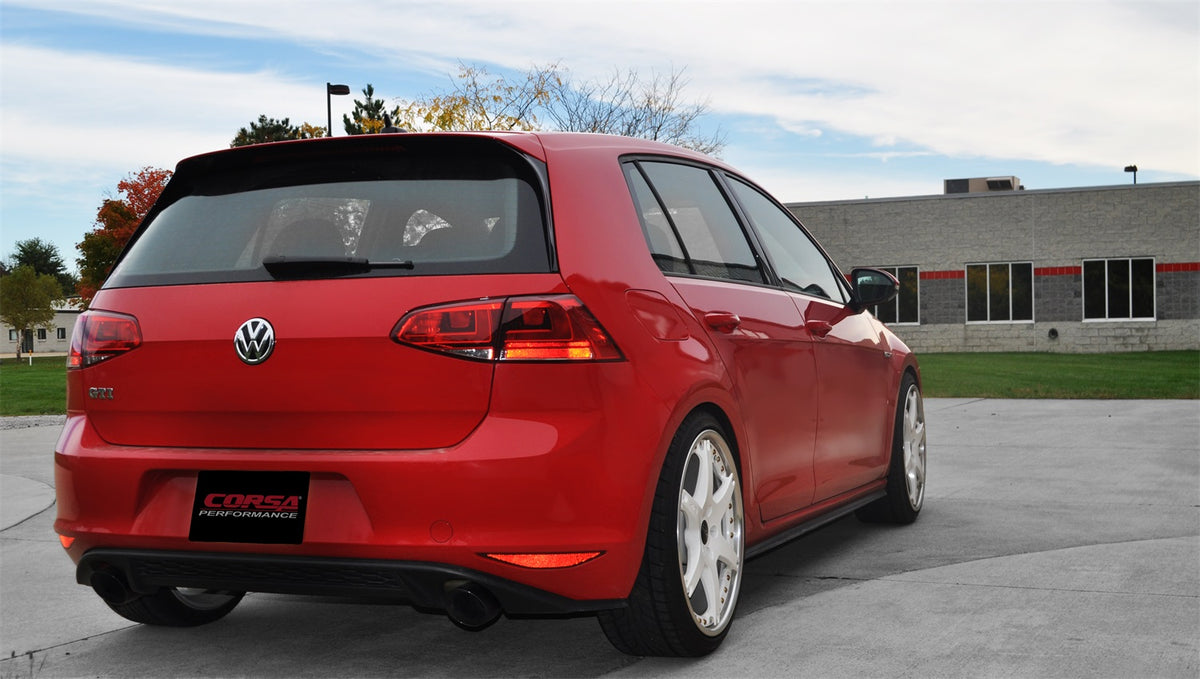 Corsa 14-16 Volkswagen GTI Mk7 Black Sport 3.0in Cat-Back Dual Rear Exit with Single Pro-Series Tips - 14834BLK