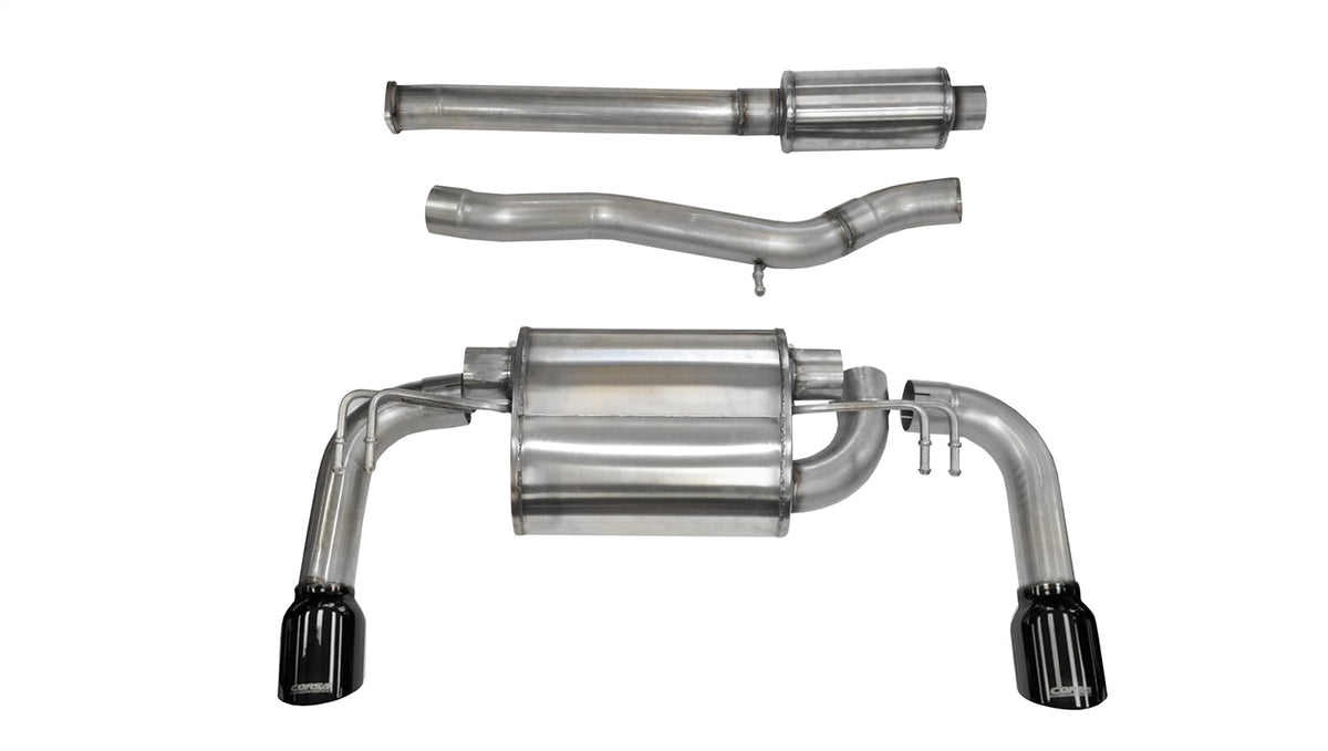 Corsa 2008-2015 Mitsubishi Lancer Evolution X Sedan 2.0L Black Sport Dual Rear Cat-Back Exhaust - 14858BLK