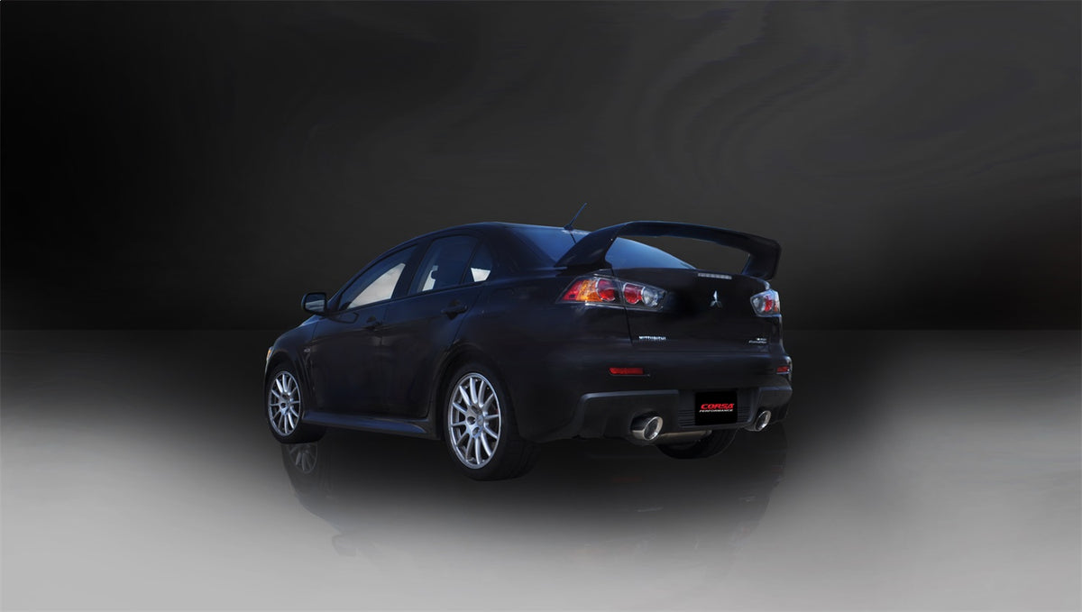 Corsa 2008-2015 Mitsubishi Lancer Evolution X Sedan 2.0L Polished Sport Dual Rear Cat-Back Exhaust - 14858