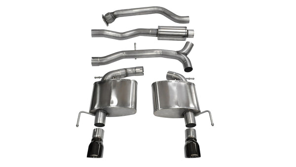 Corsa 2013-2019 Cadillac ATS Sedan 2.0L A/T Black Sport Dual Rear Cat-Back Exhaust - 14888BLK