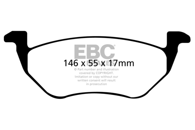 EBC 05-09 Ford Escape 2.3 Hybrid Ultimax2 Rear Brake Pads - UD1055 for 2001-2011 Mazda Tribute - front view