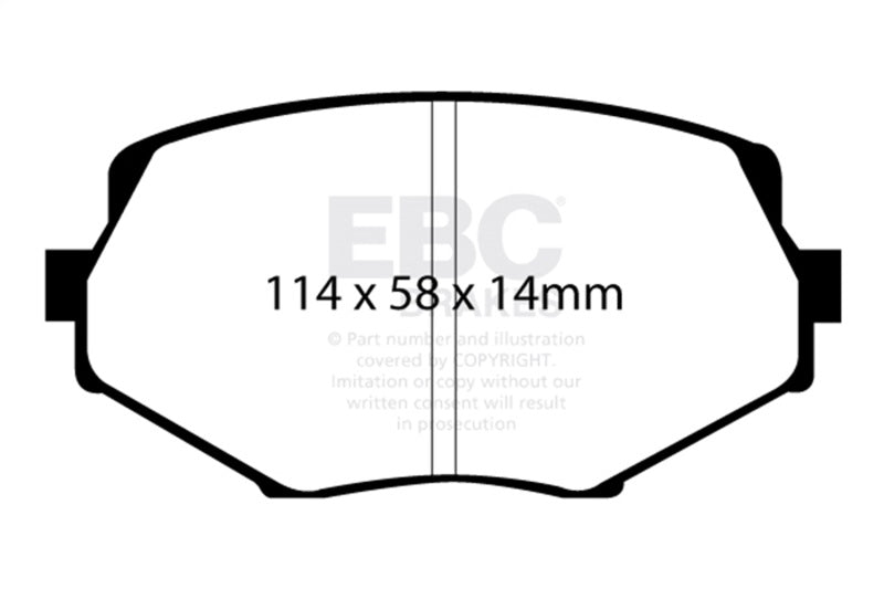EBC 94-01 Mazda Miata MX5 1.8 Ultimax2 Front Brake Pads - UD635 for 1994-2005 Mazda Miata - front view
