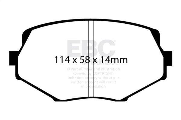 EBC 94-01 Mazda Miata MX5 1.8 Ultimax2 Front Brake Pads - UD635 for 1994-2005 Mazda Miata - front view