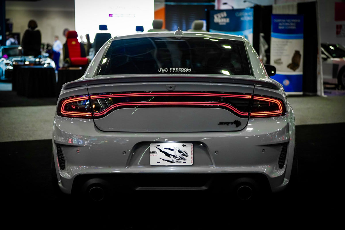 AlphaRex 15-23 Dodge Charger Nova-Series LED Tail Lights - Chrome - 642032 for 2015-2023 Dodge Charger - angle view