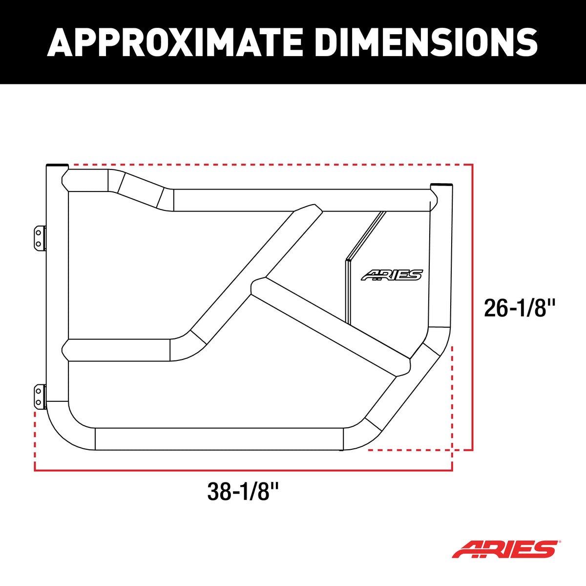 ARIES 1500250 Front Black Aluminum Tube Doors for Ford Bronco 4-Door