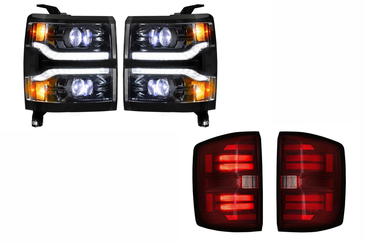 Morimoto - 2014-2015 Silverado 1500 Unfinished Heads & Tails (Red +LED)