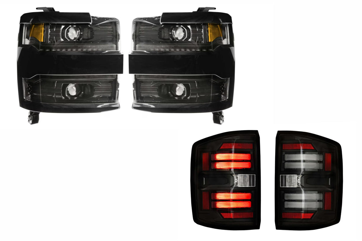 Morimoto - 2015-2019 Silverado HD Unfinished Heads & Tails (Smoke +LED)