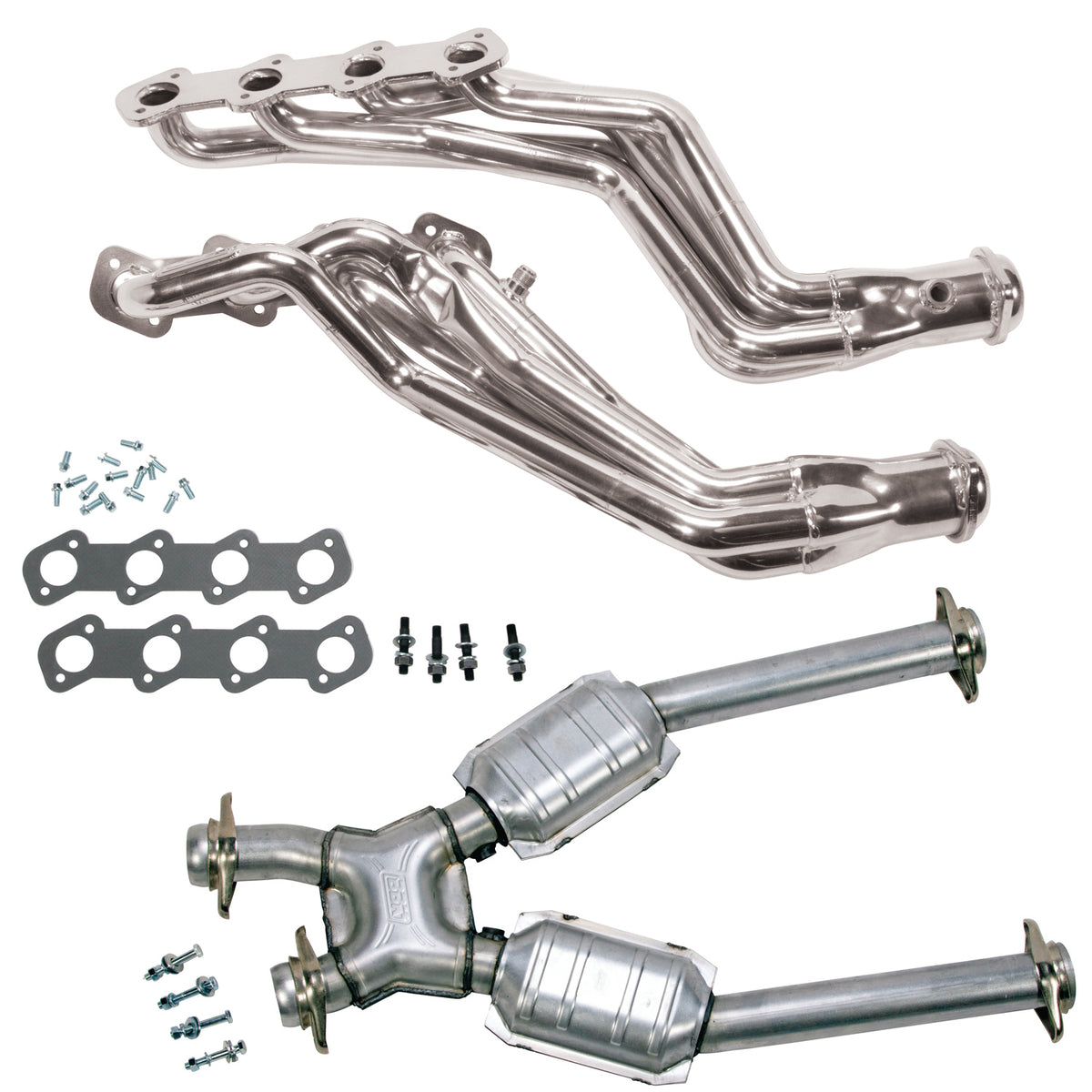 BBK 96-04 Ford Mustang 4.6L 2V (M/T Only) 1-5/8 Headers w/High Flow Catted X-Pipe (Silver Ceramic) - 15413