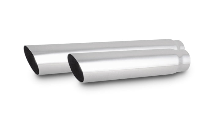 Vibrant 4in Round SS Truck/SUV Exhaust Tip (Single Wall Angle Cut) - 3in inlet 20in long - 1557