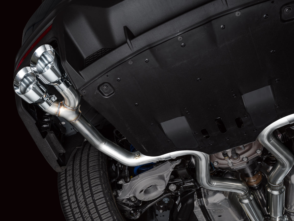 AWE 2024 Ford Mustang Dark Horse S650 RWD Track Edition Catback Exhaust w/ Quad Chrome Silver Tips - 3020-42375