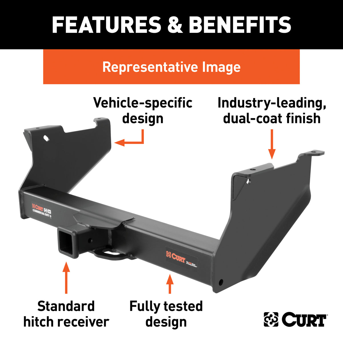 CURT 15801 Commercial Duty Class 5 Trailer Hitch, 2-1/2-Inch Receiver, Compatible with Select Ram 2500, 3500