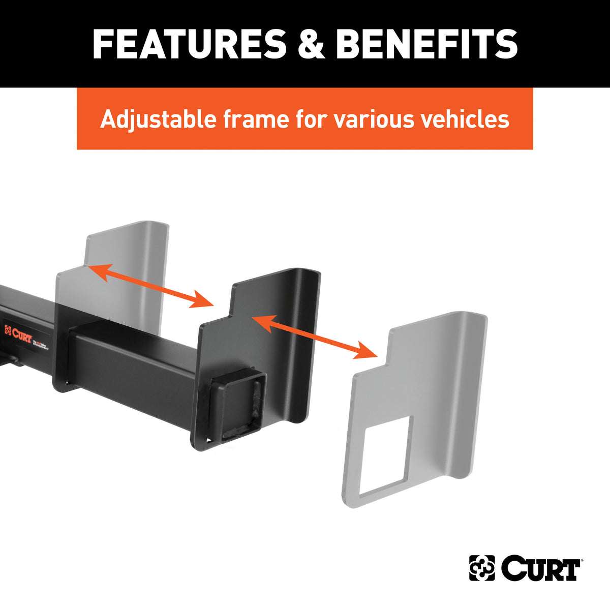 CURT 15901 Class 5 Weld-On Hitch, 2-Inch Receiver, 15,000 lbs. 3-1/8 in. Drop, Fits 18 to 43-Inch Wide Frame