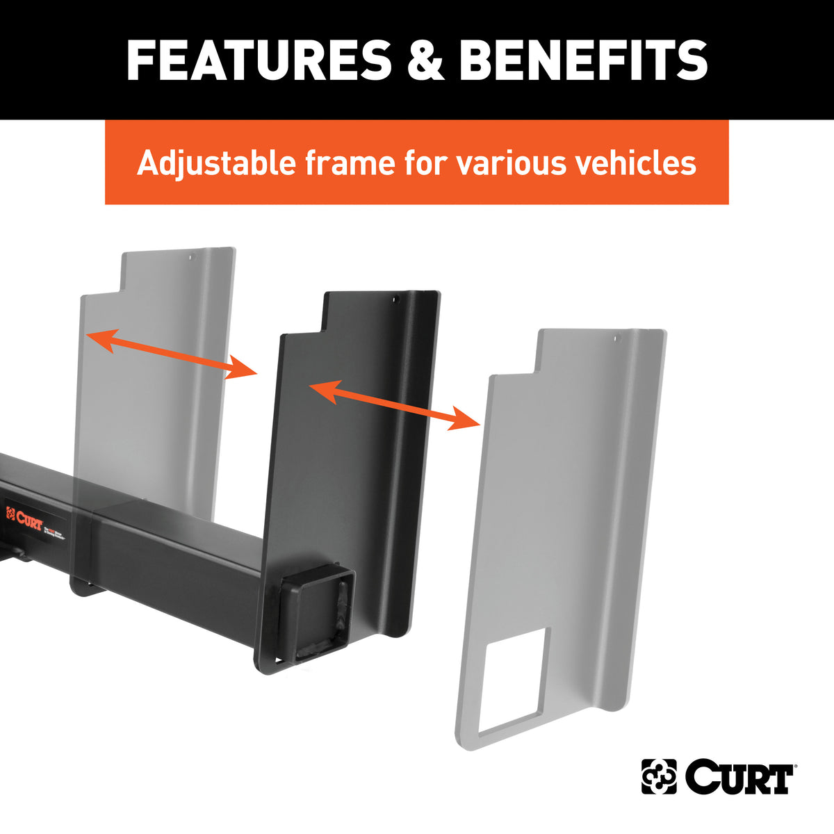 CURT 15902 Class 5 Weld-On Hitch, 2-Inch Receiver, 15,000 lbs. 11-1/2 in. 11-1/2 in. Drop, Fits 18 to 43-Inch Wide Frame