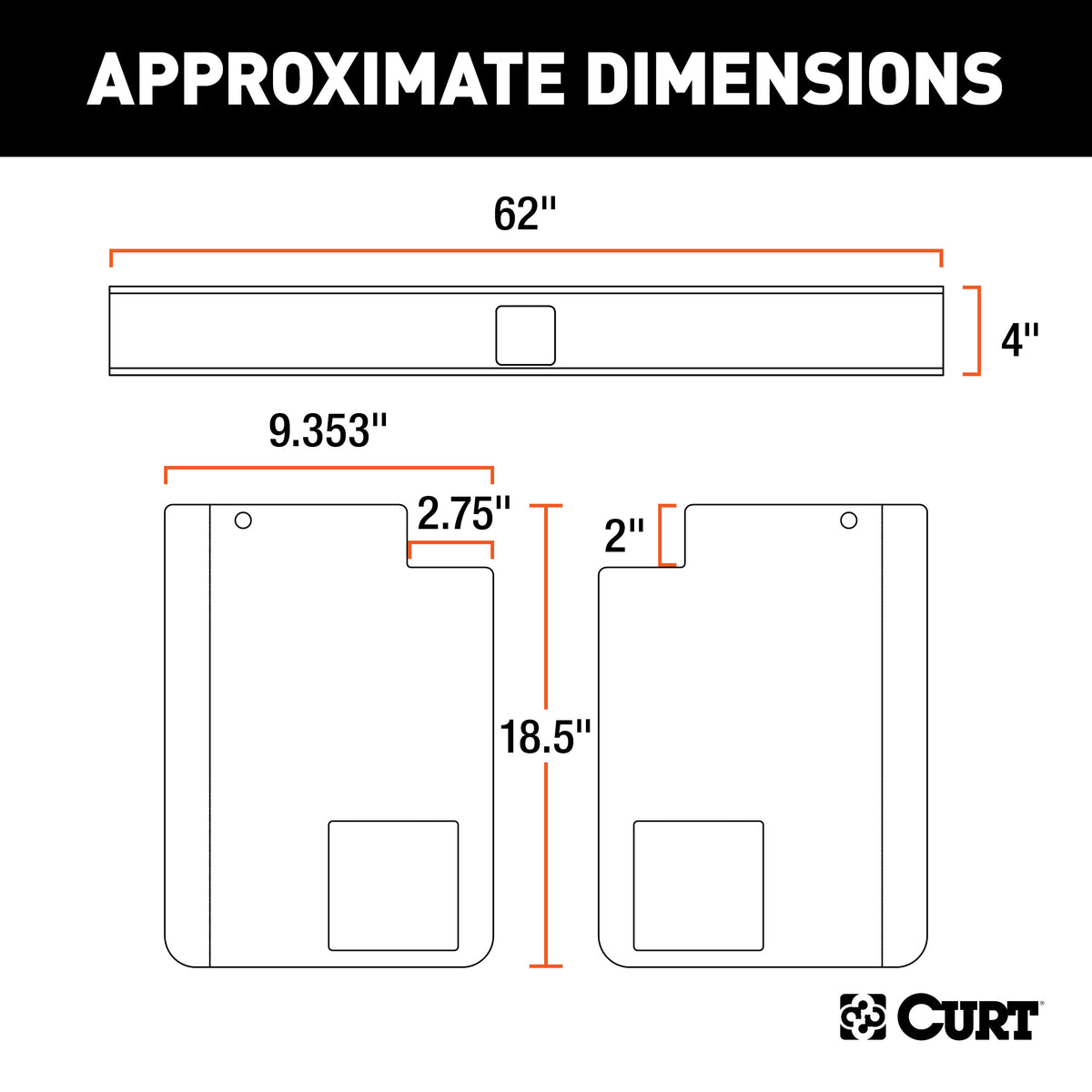 CURT 15903 Class 5 Weld-On Hitch, 2-Inch Receiver, 15,000 lbs. 11-1/2 in. Drop, Fits 18 to 60-Inch Wide Frame