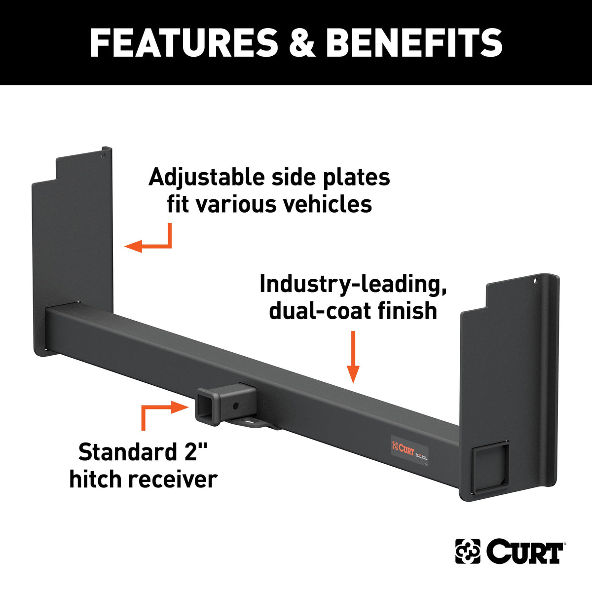 CURT 15903 Class 5 Weld-On Hitch, 2-Inch Receiver, 15,000 lbs. 11-1/2 in. Drop, Fits 18 to 60-Inch Wide Frame