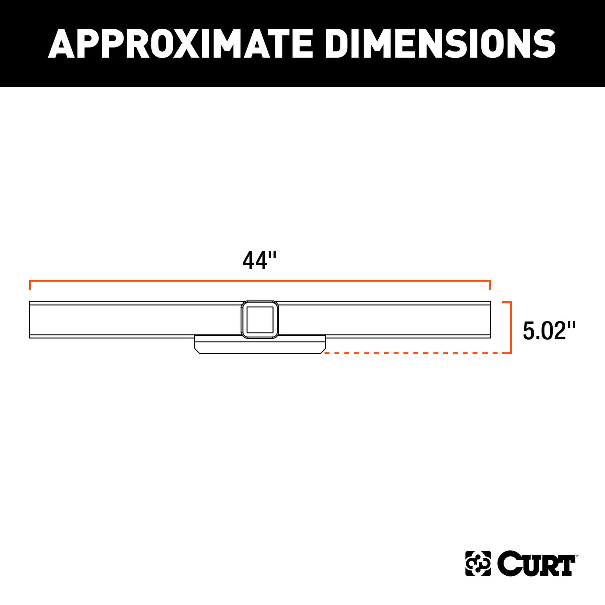 CURT 15921 44-Inch Class 5 Weld-On Hitch Center Section Only, 2-1/2-Inch Receiver, Up to 16,000 lbs