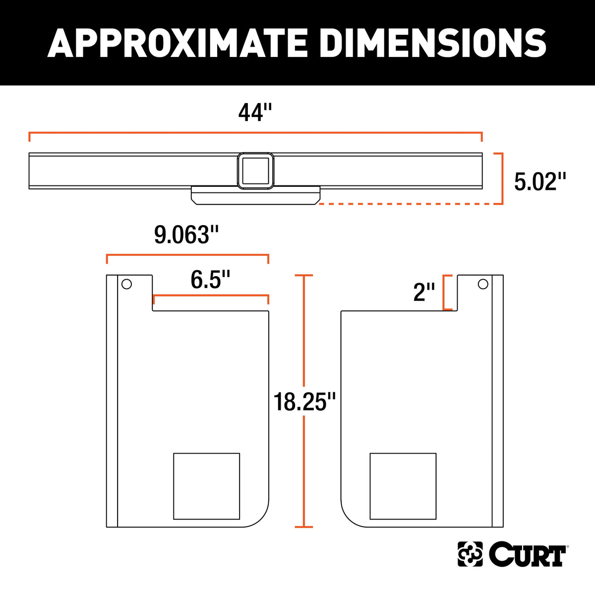 CURT 15924 Class 5 Weld-On Hitch, 2-1/2-Inch Receiver, 44-In Frames, 18" Drop