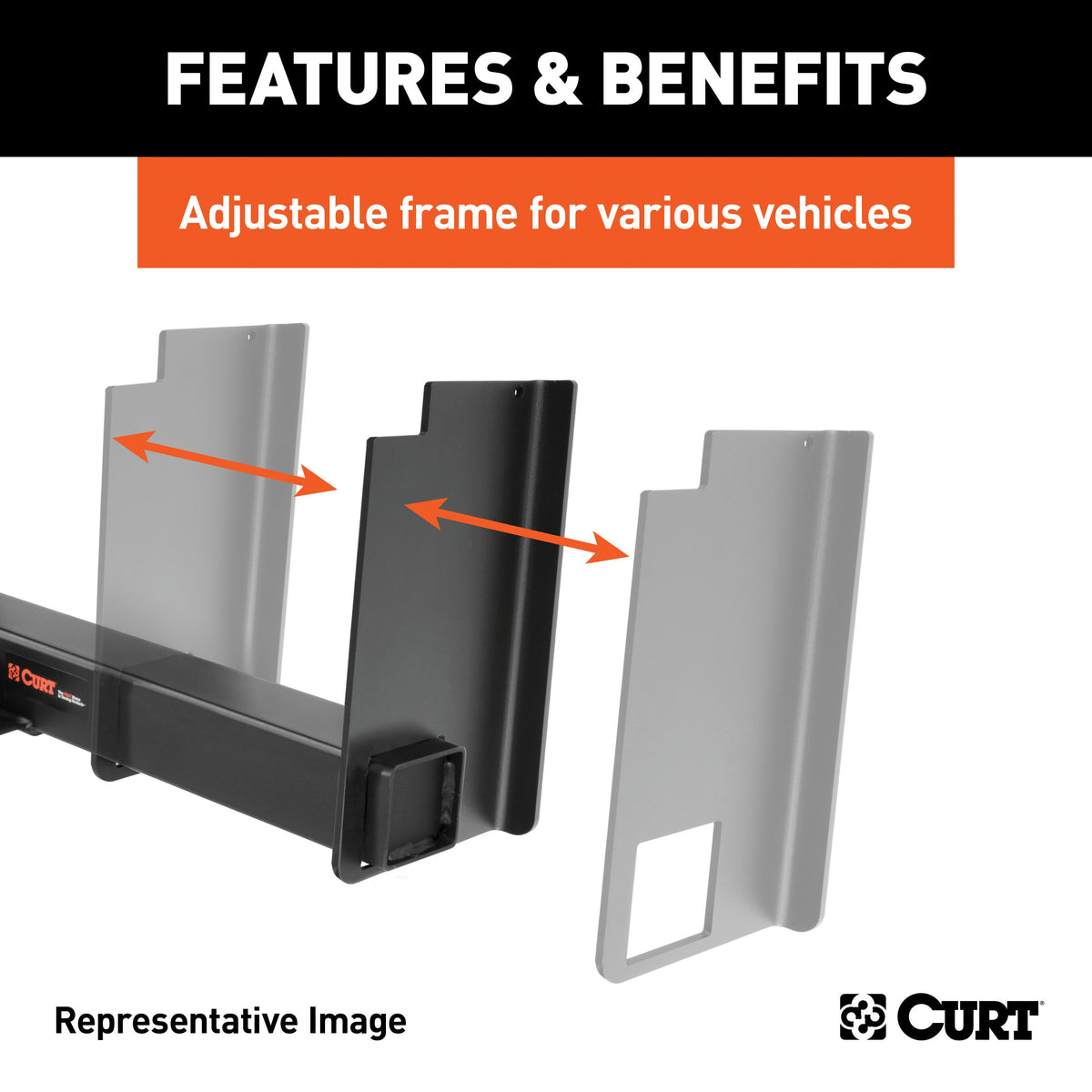 CURT 15924 Class 5 Weld-On Hitch, 2-1/2-Inch Receiver, 44-In Frames, 18" Drop