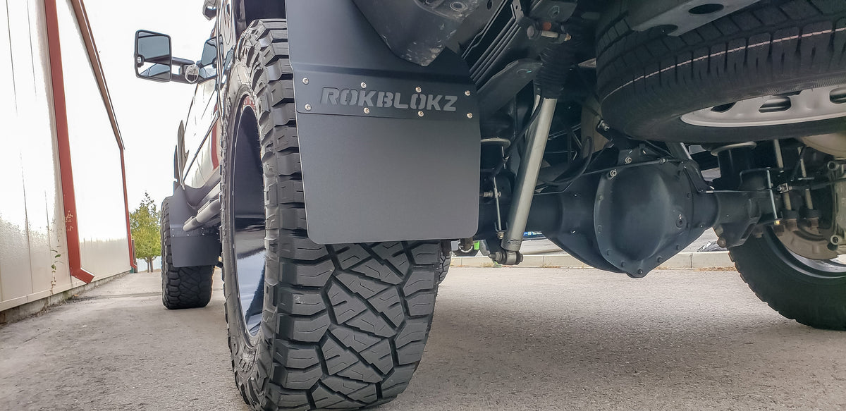 XL STEP BACK Mud Flaps by Rokblokz for (4th Gen) 2015-2018 Chevy Silverado 1500/2500HD SRW