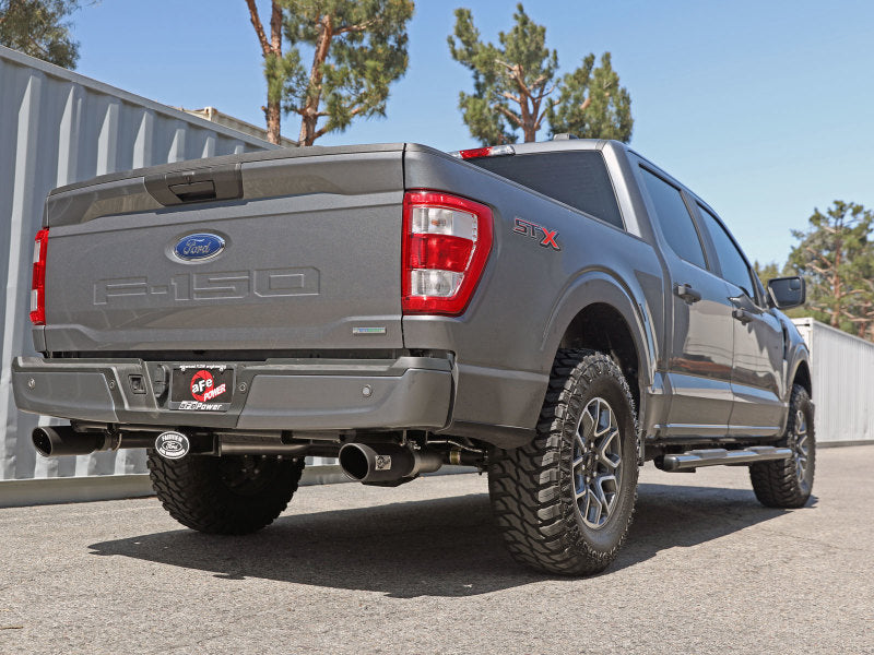 aFe Vulcan 3in 304 SS Cat-Back Exhaust 2021 Ford F-150 V6 2.7L/3.5L (tt)/V8 5.0L w/ Black Tips - 49-33127-B