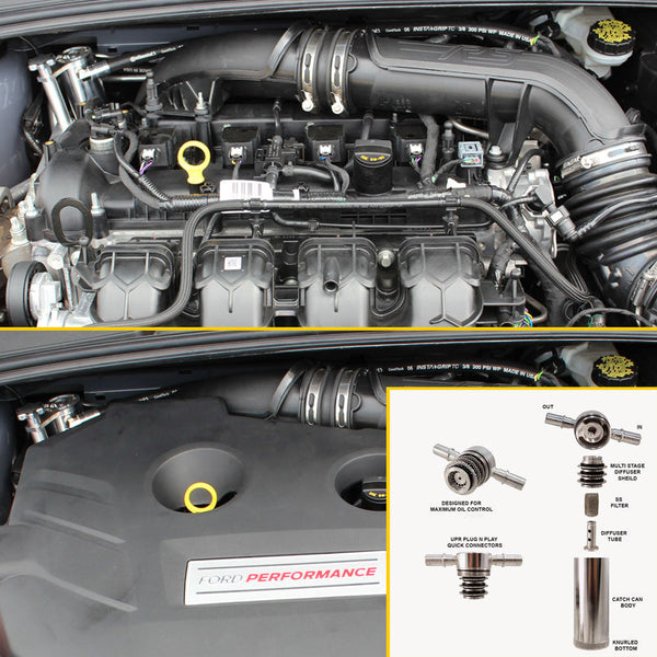 UPR - Plug N Play™ Oil Catch Can (fits 11-19 Ford Focus ST 2.0L, RS 2.3L) UPR - 5028-170 for 2011-2019 Ford Focus