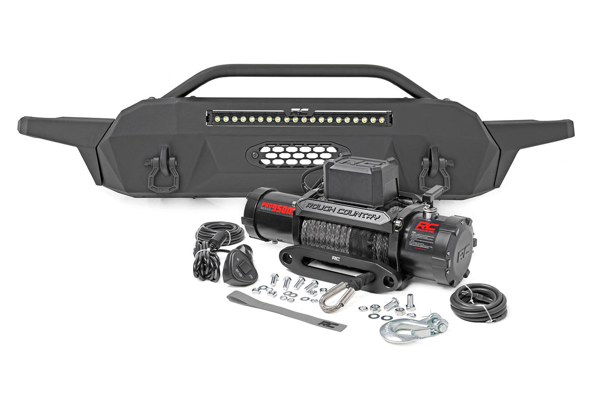 Front Bumper | Hybrid | 20&quot; Blk LED | 9500-Lb Winch Syn | Toyota Tacoma (16-23)