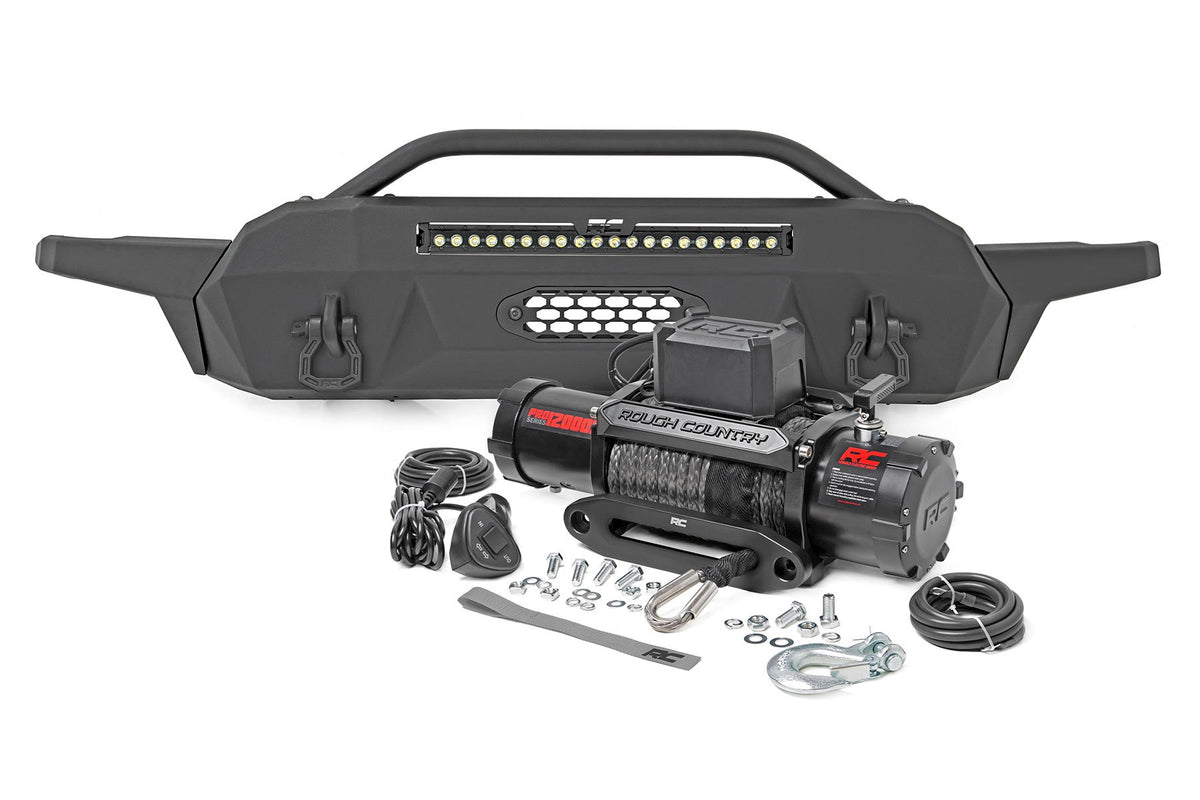 Front Bumper | Hybrid | 20&quot; Blk LED | 12000-Lb Winch Syn | Toyota Tacoma (16-23)