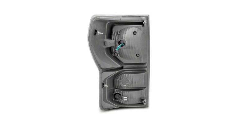 Raxiom 07-13 Toyota Tundra Axial Series Dual C-Shape LED Tail Lights- Black Housing- Smoked Lens - TU9917 - angle view