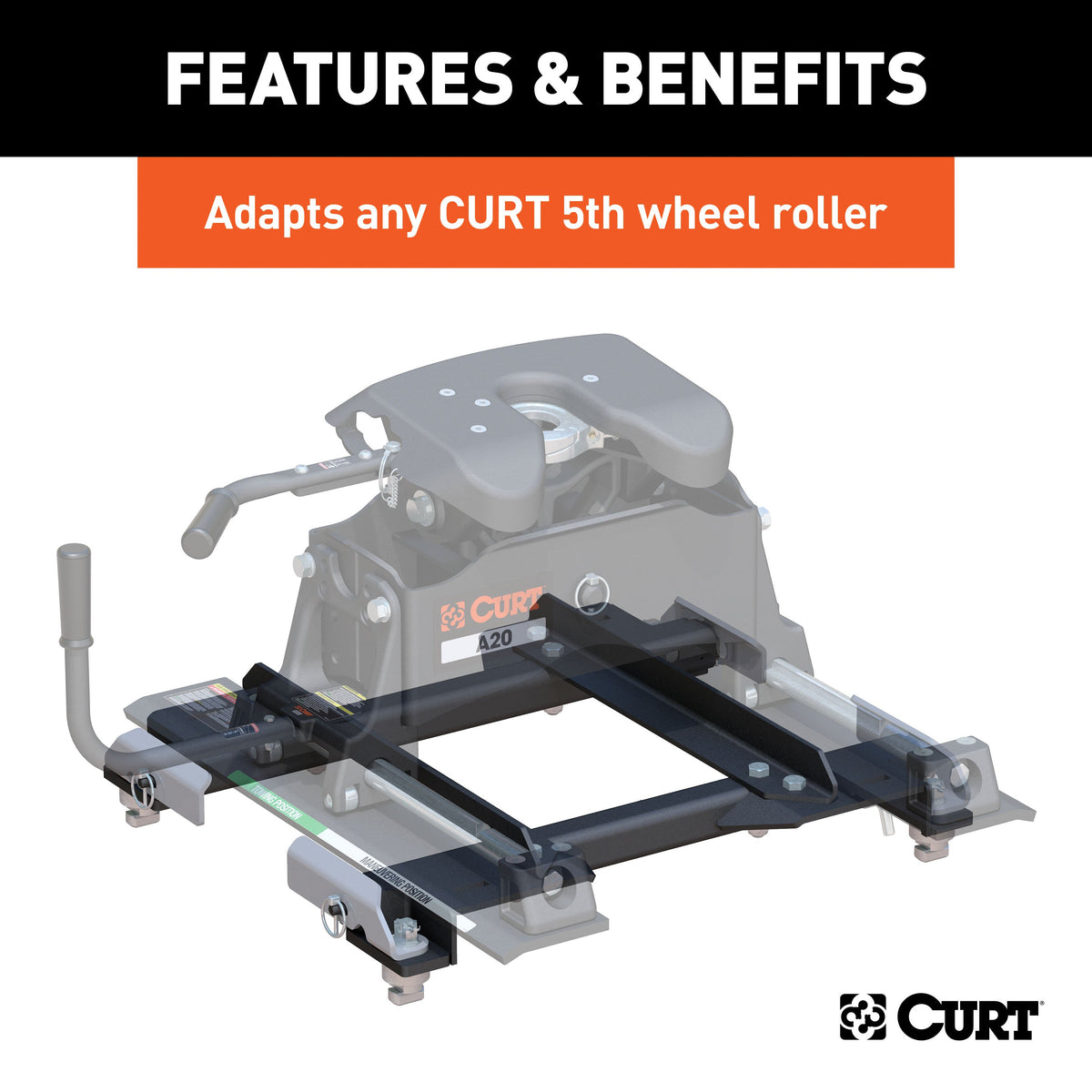 CURT 16023 Replacement Puck System 5th Wheel Roller Adapter, Fits Select Chevrolet Silverado 2500, 3500, GMC Sierra 2500, 3500