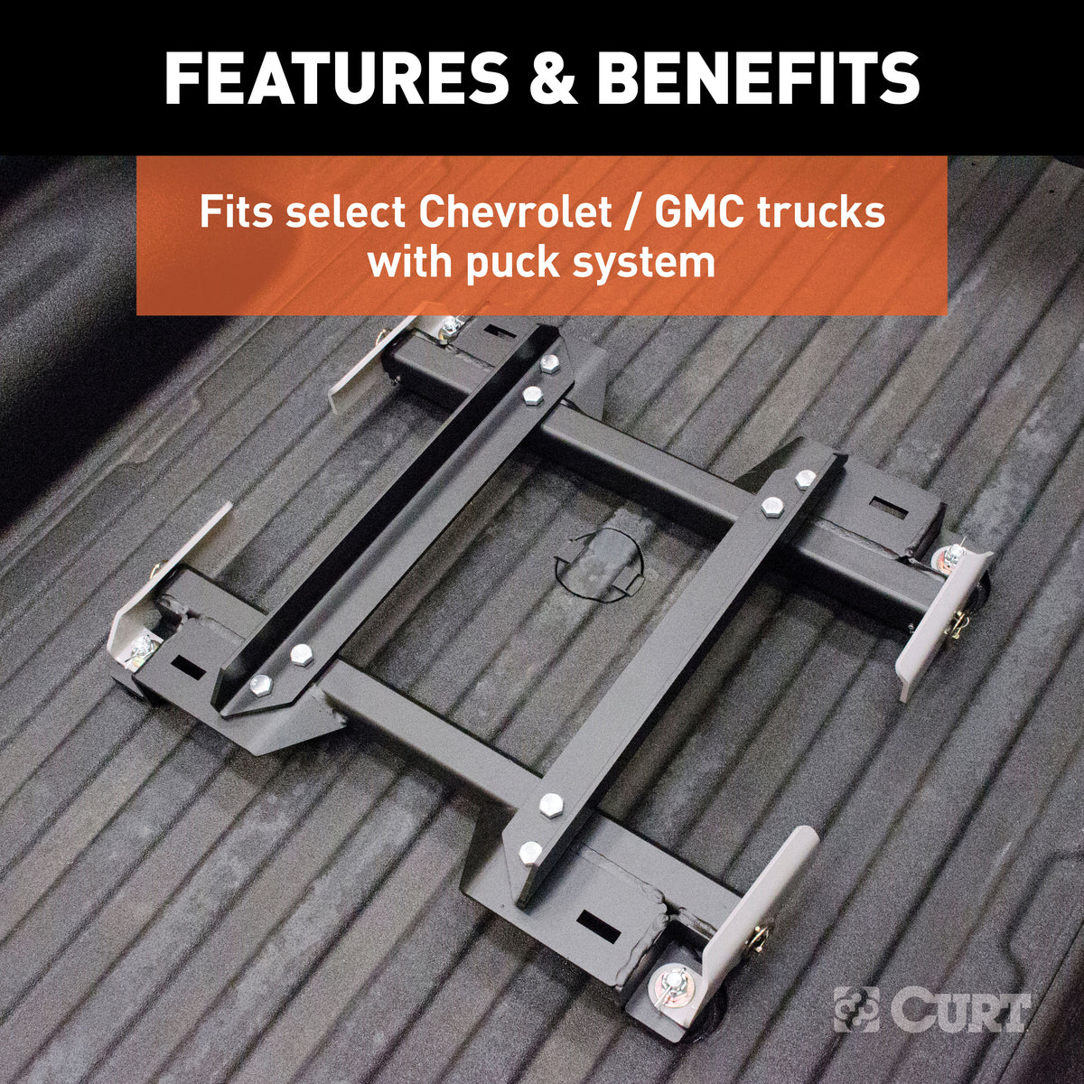 CURT 16023 Replacement Puck System 5th Wheel Roller Adapter, Fits Select Chevrolet Silverado 2500, 3500, GMC Sierra 2500, 3500