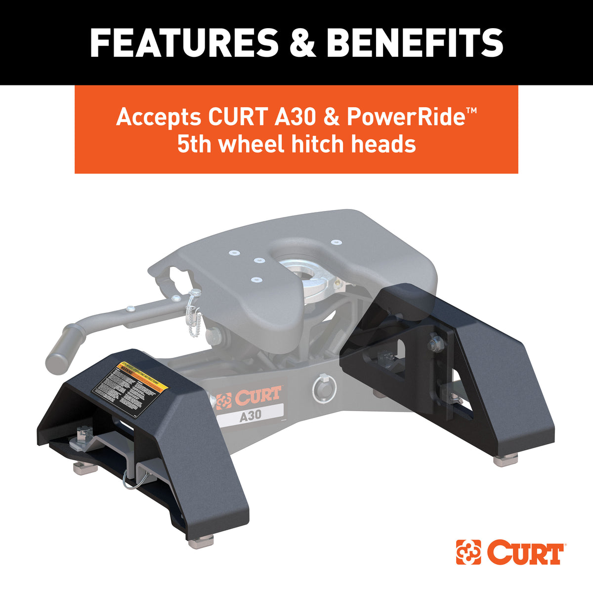 CURT 16024 A30 Replacement Puck System 5th Wheel Legs, Fits Select Chevrolet Silverado 2500, 3500, GMC Sierra 2500, 3500