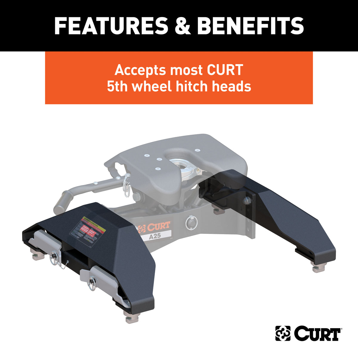 CURT 16025 Replacement Puck System 5th Wheel Legs, Fits Select Chevrolet Silverado 2500, 3500, GMC Sierra 2500, 3500