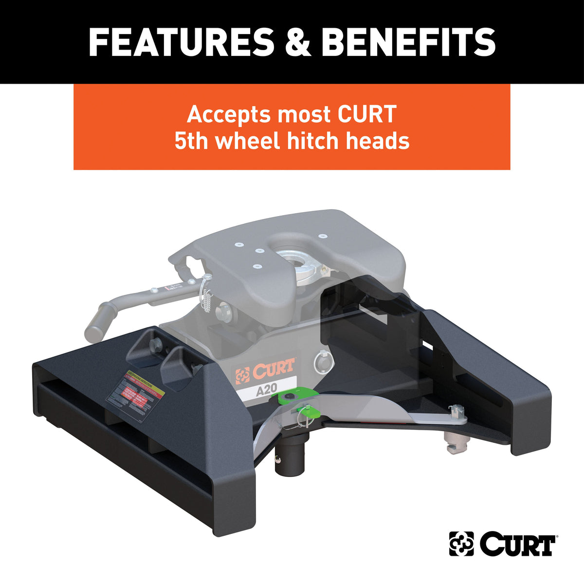 CURT 16026 Replacement Nissan Titan XD Puck System 5th Wheel Legs, 20,000 lbs, Hitch Head Required