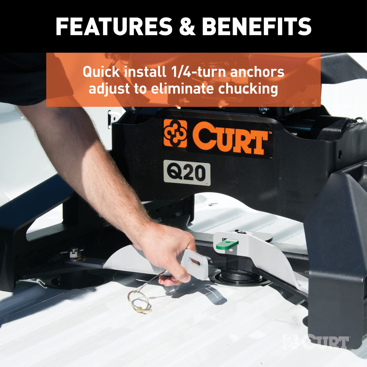 CURT 16026 Replacement Nissan Titan XD Puck System 5th Wheel Legs, 20,000 lbs, Hitch Head Required
