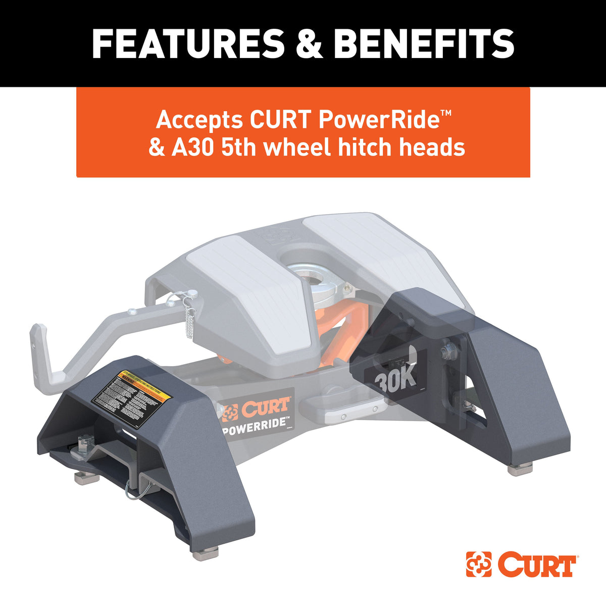 CURT 16030 PowerRide Replacement Puck 5th Wheel Legs, Fits Select Chevrolet Silverado 2500, 3500, GMC Sierra 2500, 3500