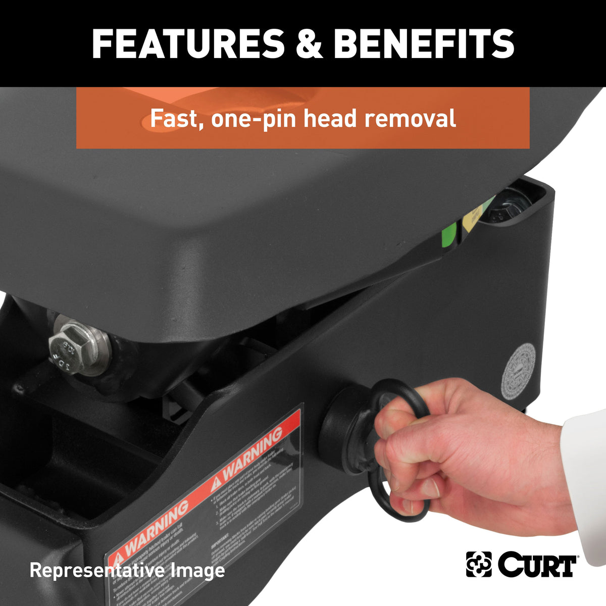 CURT 16034 A20 5th Wheel Hitch, 20,000 lbs, Select Ford F-250, F-350, F-450, 8-Foot Bed Puck System