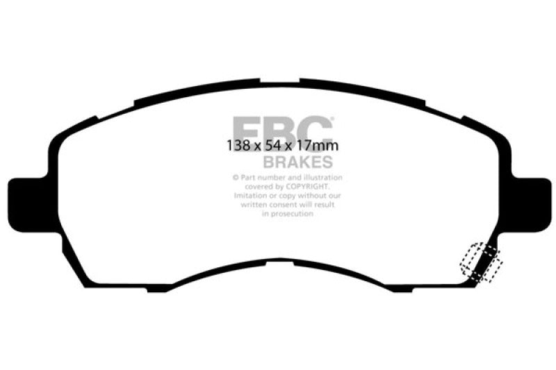 EBC 93-96 Subaru Impreza 1.8 Ultimax2 Rear Brake Pads - UD471 for 1991-2001 Subaru Legacy - front view