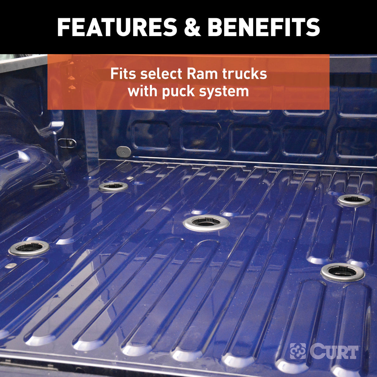 CURT 16041 E16 5th Wheel Hitch, 16,000 lbs, Select Ram 2500, 3500, 8-Foot Bed Puck System
