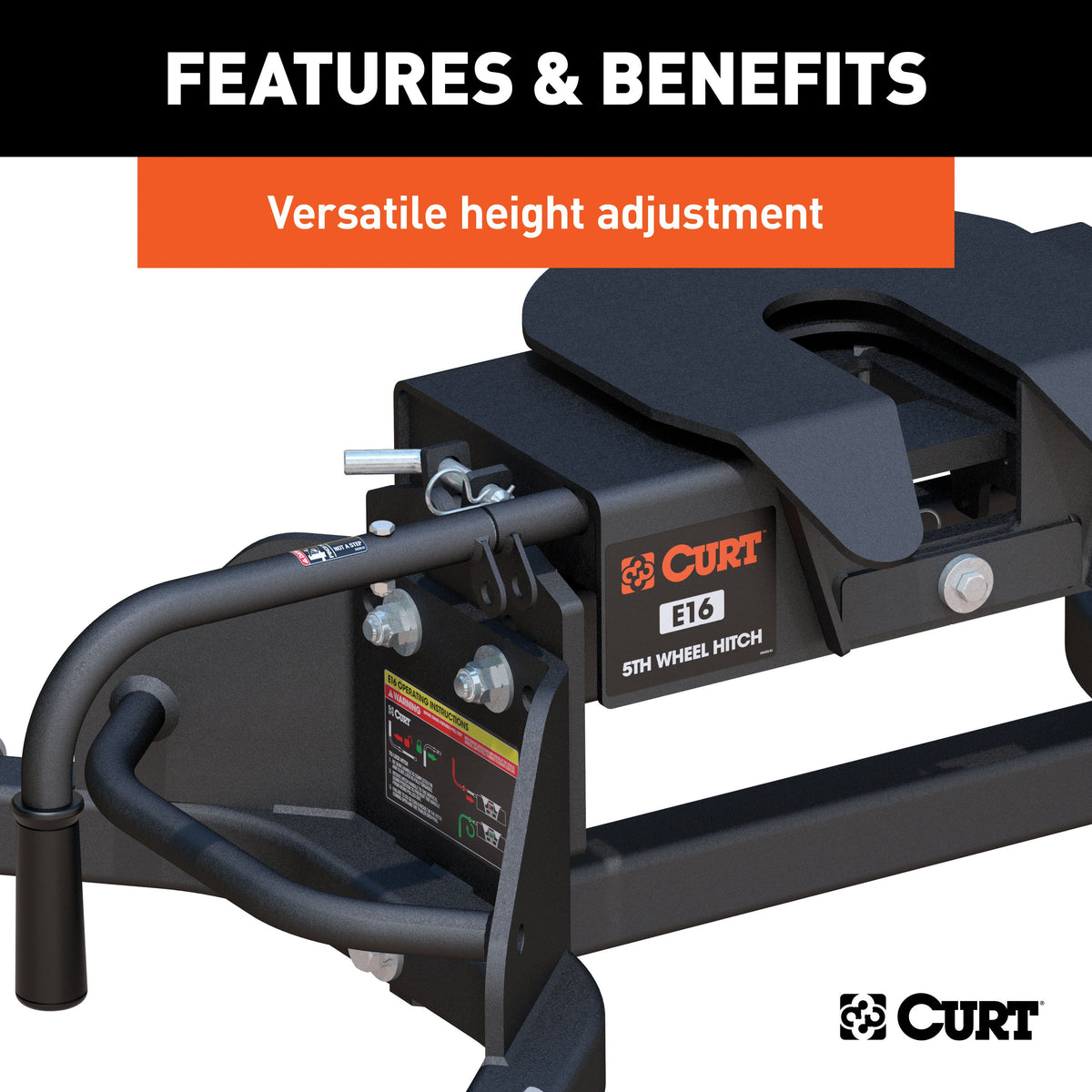 CURT 16041 E16 5th Wheel Hitch, 16,000 lbs, Select Ram 2500, 3500, 8-Foot Bed Puck System