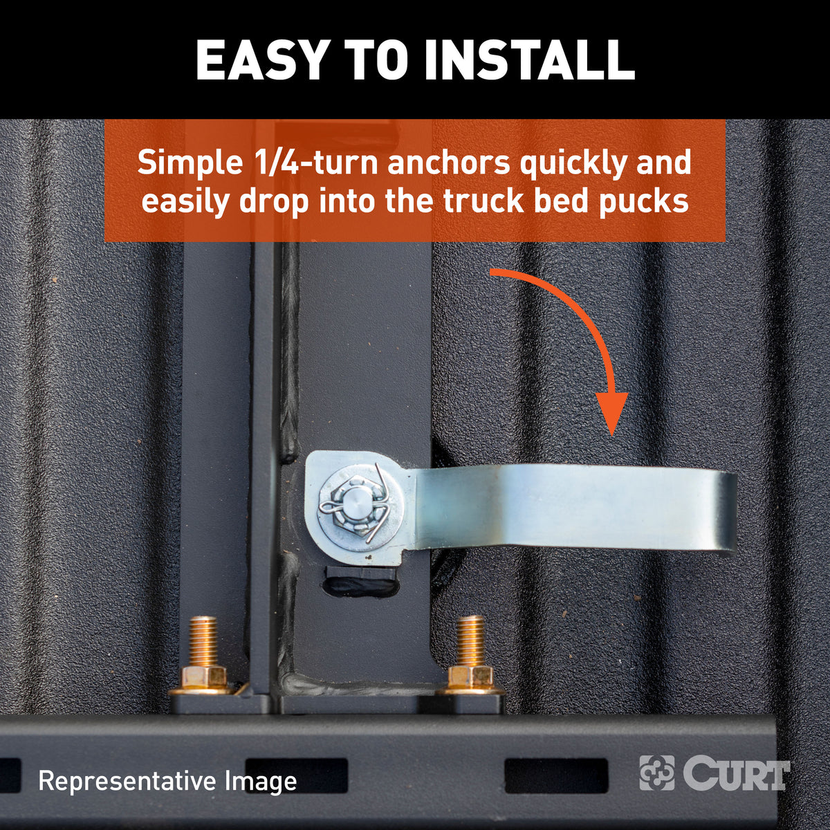 CURT 16042 Replacement Ram 2500, 3500 Puck System 5th Wheel Adapter with Standard Rails, 25,000 lbs