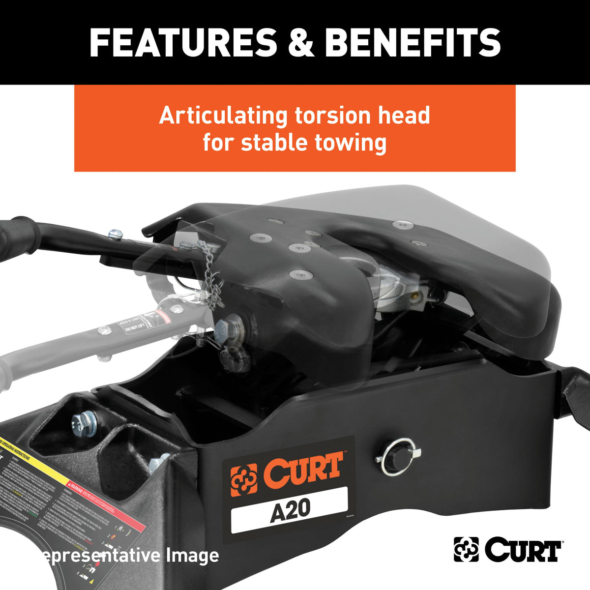 CURT 16044 A20 5th Wheel Hitch, 20,000 lbs, Select Ram 2500, 3500, 8-Foot Bed Puck System