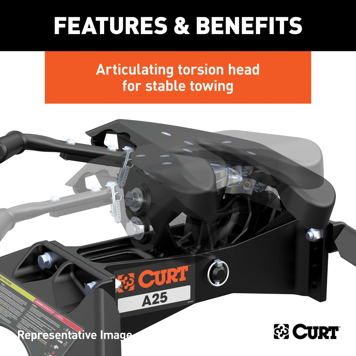 CURT 16046 A25 5th Wheel Hitch, 25,000 lbs, Select Ram 2500, 3500, 8-Foot Bed Puck System
