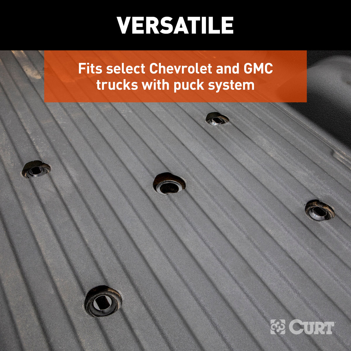 CURT 16050 Puck System 5th Wheel Rails, 30,000 lbs, Fits Select Chevrolet Silverado, GMC Sierra 2500, 3500 HD