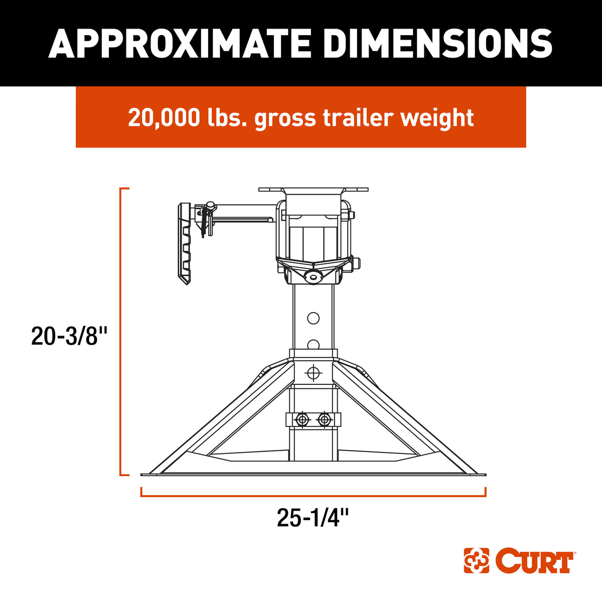 CURT 16051 CrossWing Lightweight 5th Wheel Hitch with 2-5/16" Gooseneck Adapter and Bed Supports, 20,000 lbs