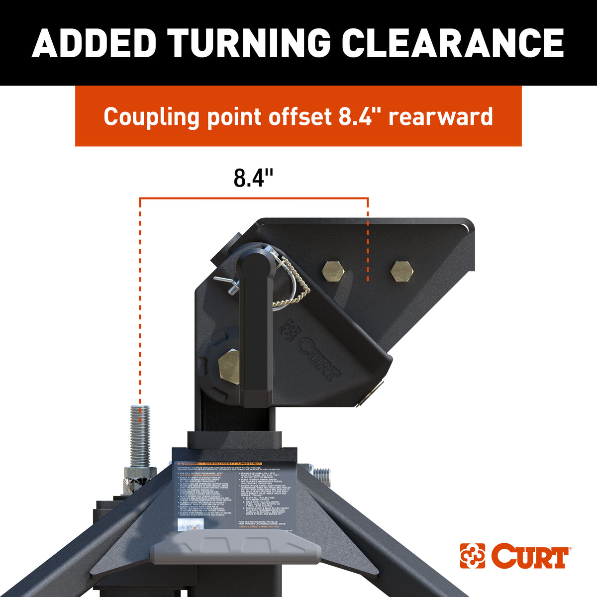 CURT 16051 CrossWing Lightweight 5th Wheel Hitch with 2-5/16" Gooseneck Adapter and Bed Supports, 20,000 lbs