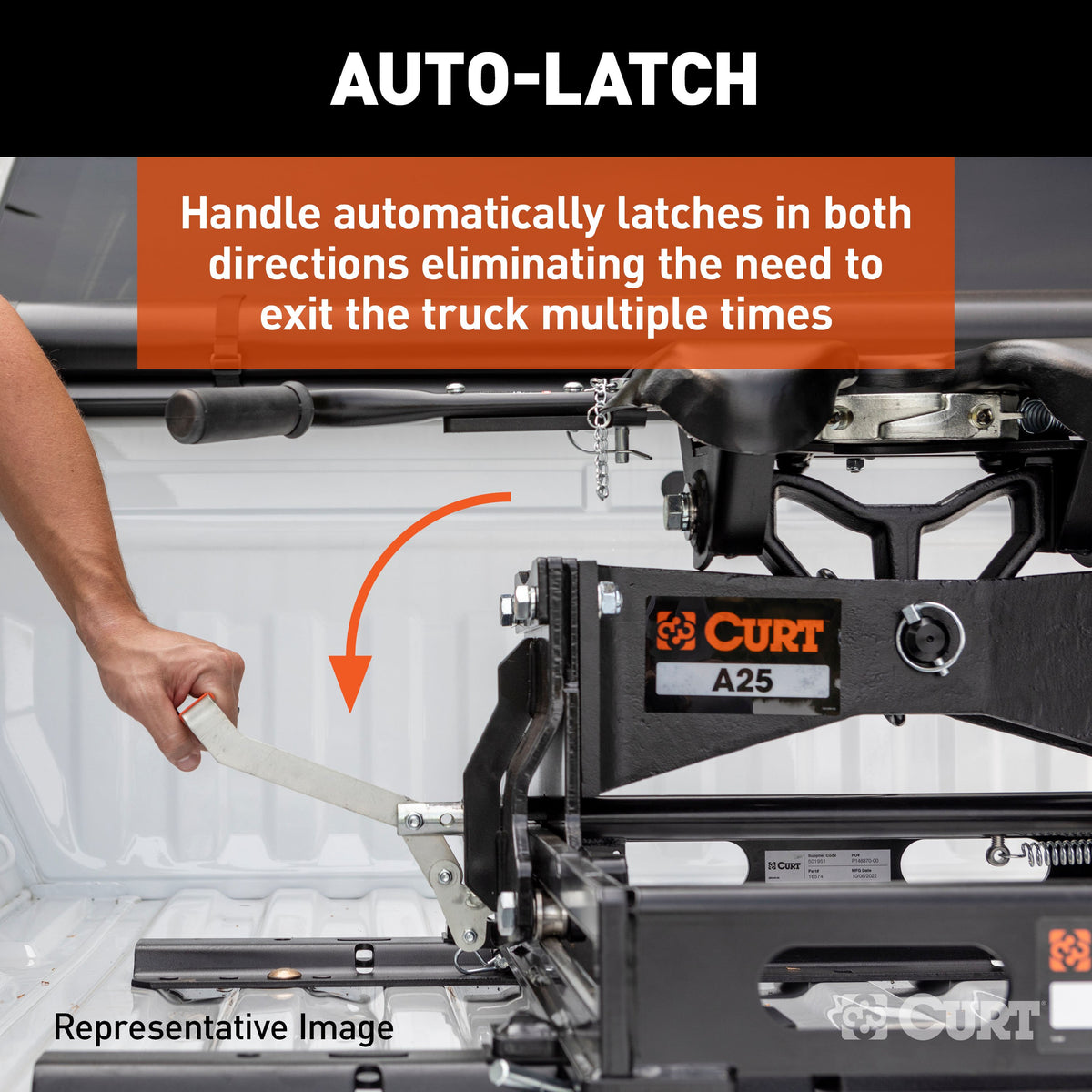 CURT 16058 A25 Sliding 5th Wheel Hitch, 25,000 lbs, Fits Select Ram 2500, 3500 Puck System
