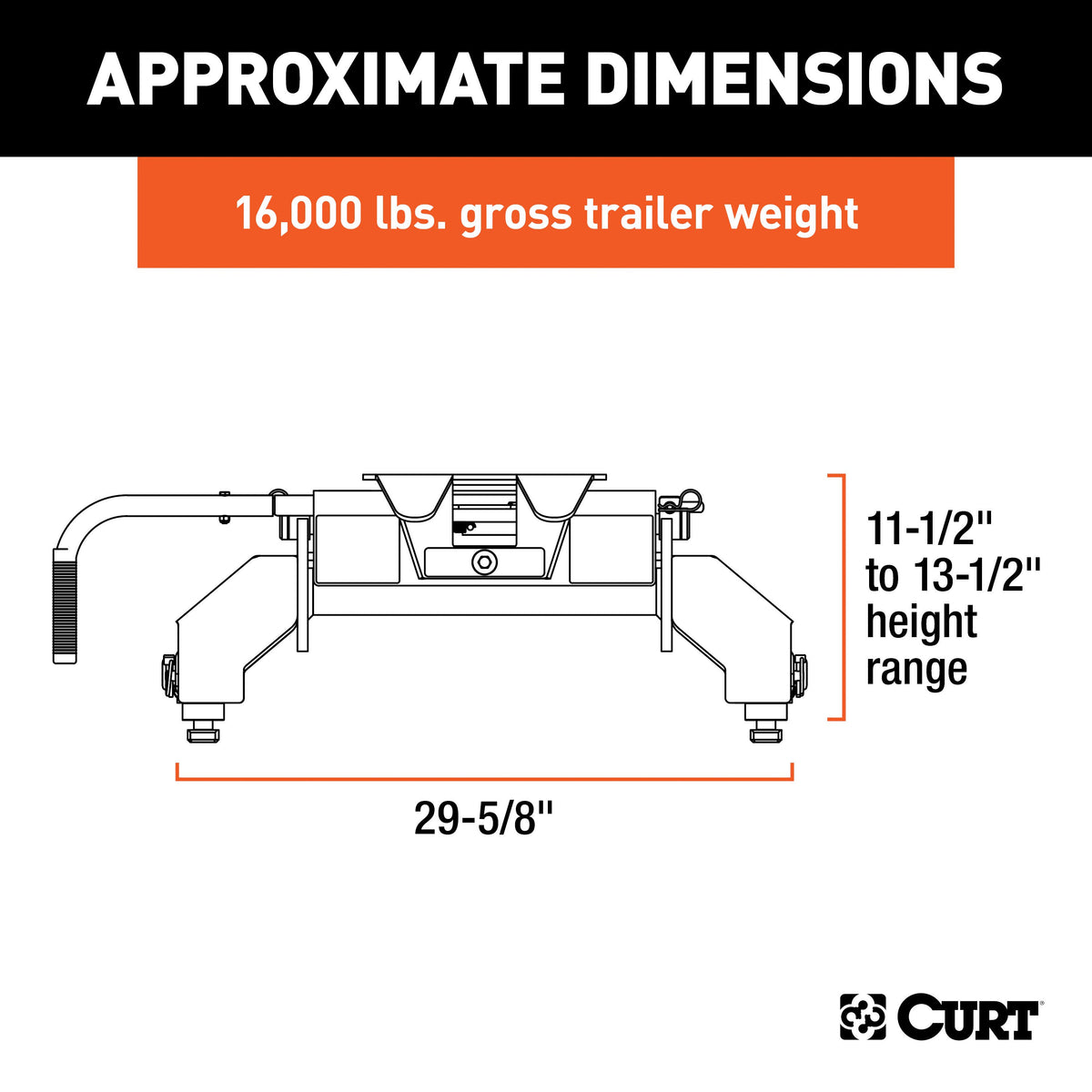 CURT 16061 E16 5th Wheel Hitch, 16,000 lbs, Select Chevrolet Silverado, GMC Sierra 2500, 3500 HD, 8-Foot Bed Puck System