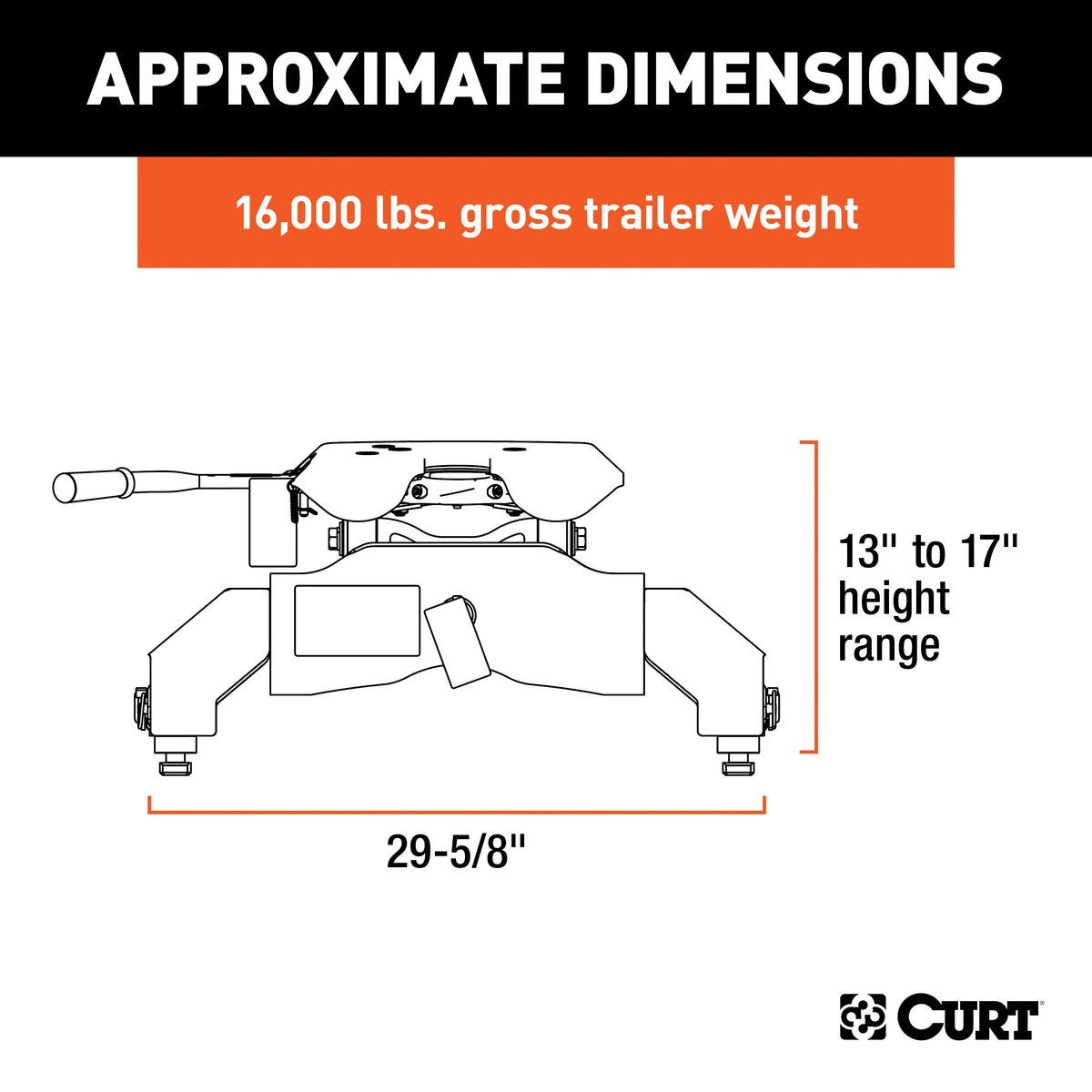 CURT 16063 A16 5th Wheel Hitch, 16,000 lbs, Select Chevrolet Silverado, GMC Sierra 2500, 3500 HD, 8-Foot Bed Puck System