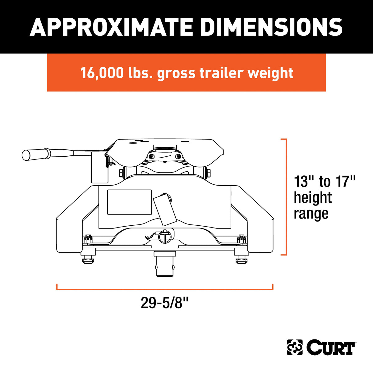 CURT 16073 A16 5th Wheel Hitch, 16,000 lbs, Select Nissan Titan XD, 8-Foot Bed Puck System